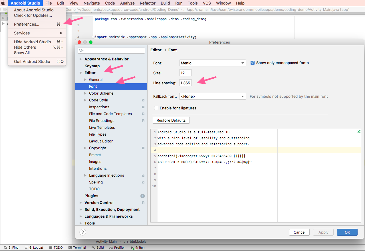 How to set line height in android studio ? | Twise Random